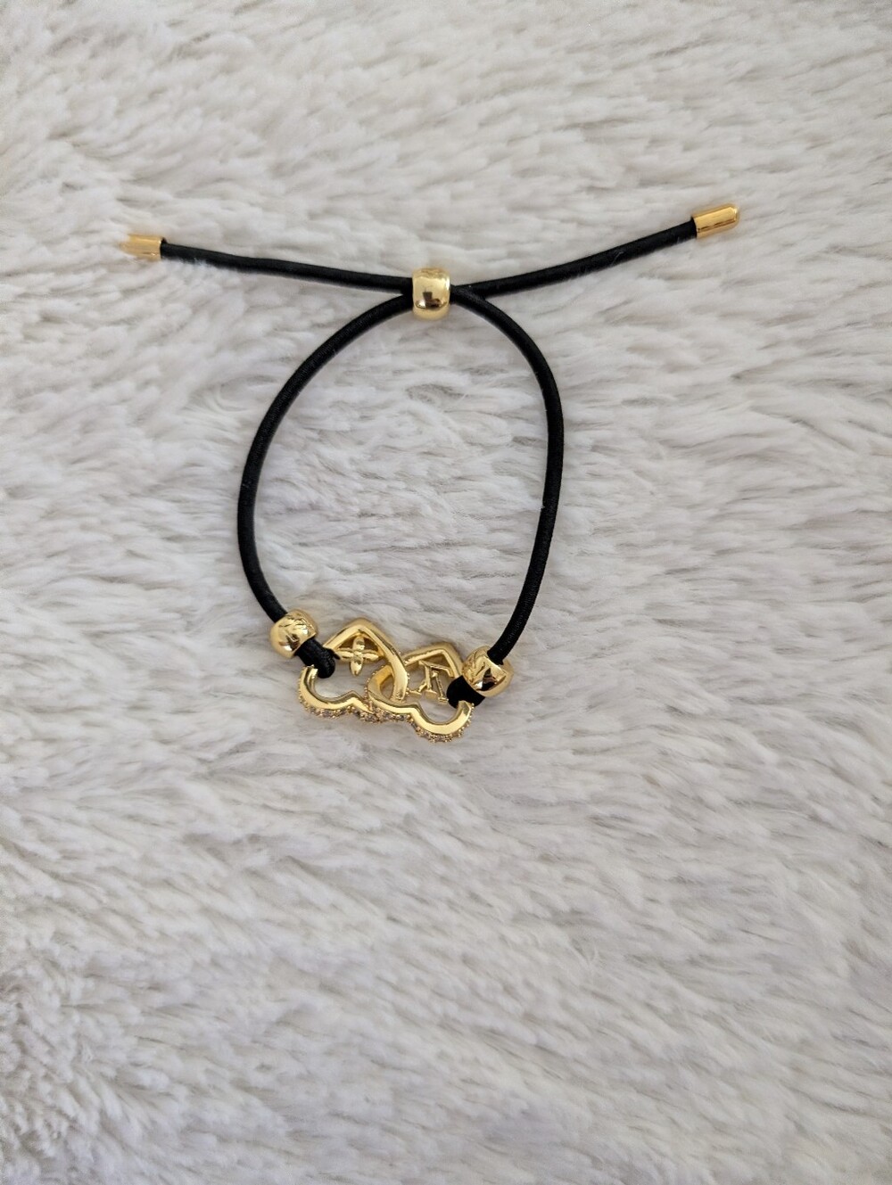 Louis Vuitton Gold Accent Black Cord Bracelet - Picture 4 of 5
